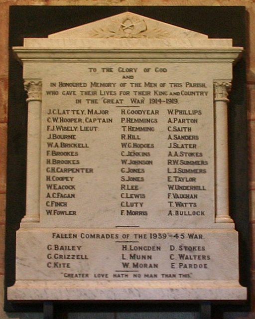 Powick Church War Memorial Plaque