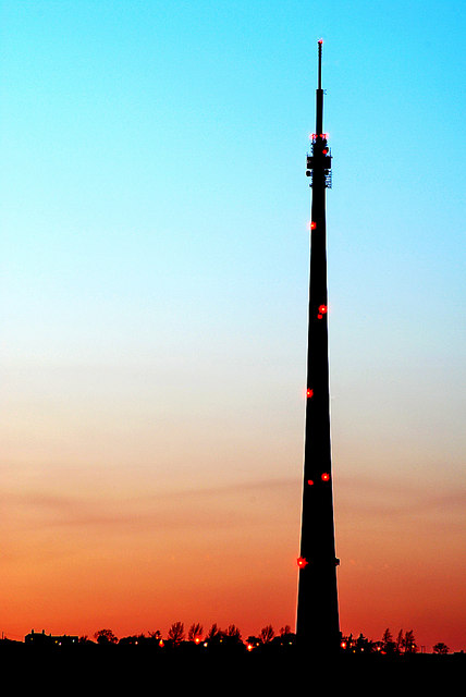 Emley Moor mast at sunset