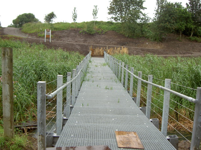 New footbridge into reclaimed land.