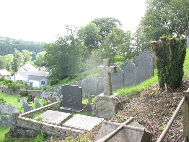 A little nearer to heaven - steeply sloping graveyard at Rhydymain