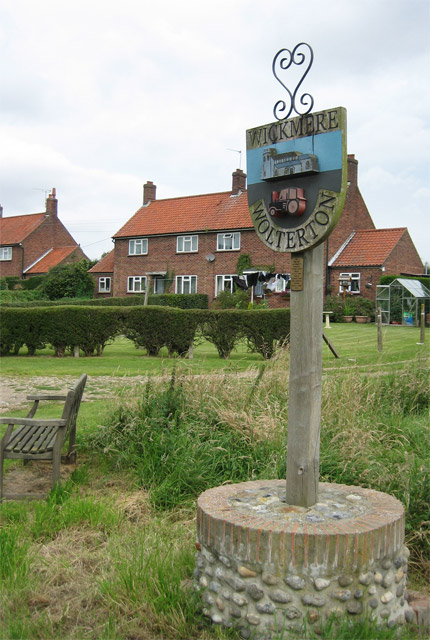 Wickmere/Wolterton Village Sign with "council houses"