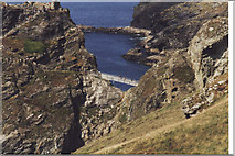 SX0588 : The Bridge joining Tintagel Head with the mainland by Steve Rowe