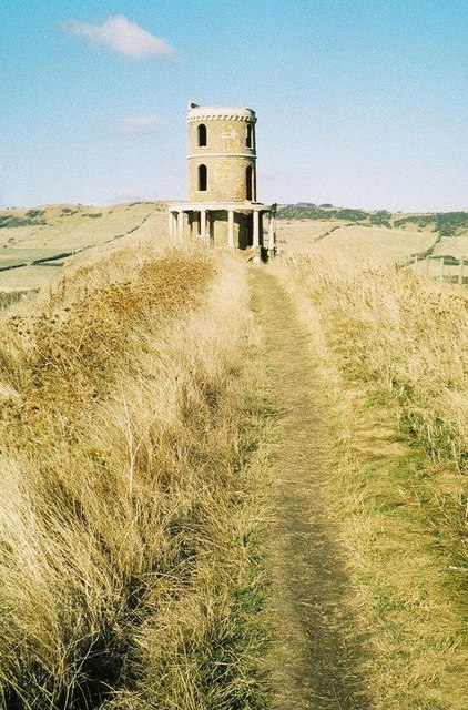Kimmeridge: the South West Coast Path passes Clavell Tower