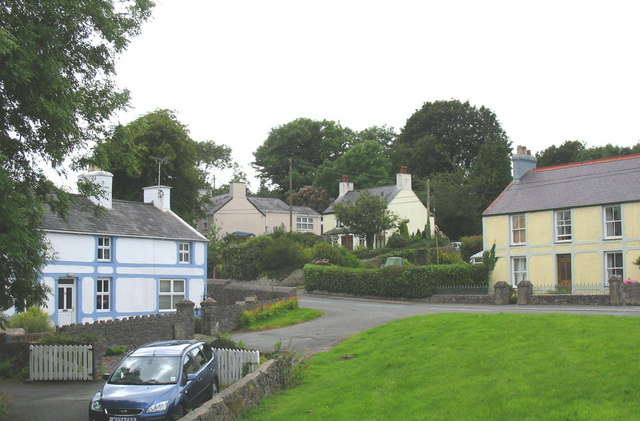 Houses near the crossroads at Talwrn