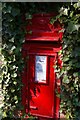 TL9650 : Postbox in wall outside St Mary the Virgin, Kettlebaston by Fractal Angel