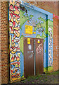Graffiti on door of Butts Ash electricity substation