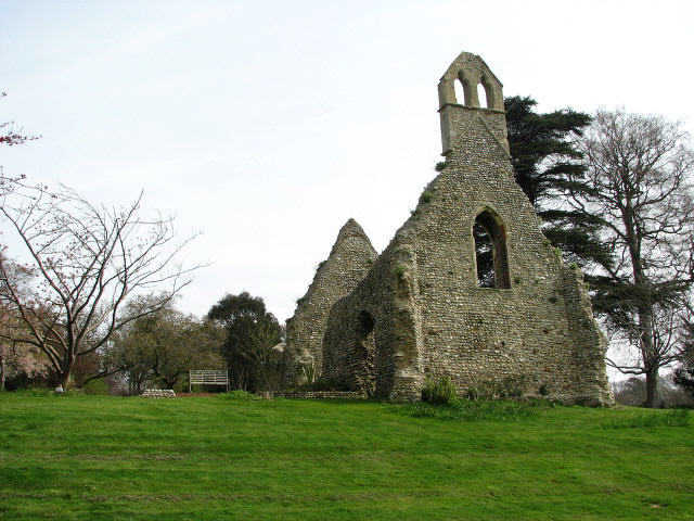 The ruin of St Margaret's church, Bayfield Hall