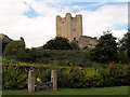 Conisbrough castle and stocks