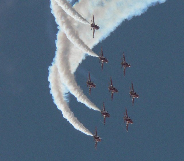 The Red Arrows visit Bournemouth: formation close-up