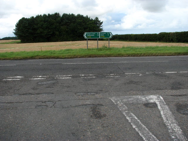 Junction of Upper Hall Road with A148