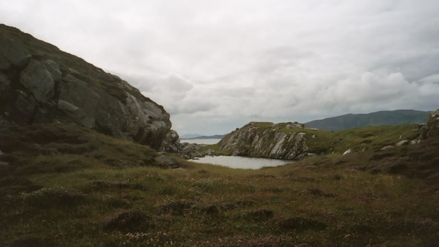 Looking South over the lochan to Scarp and beyond from the Island of Liongam