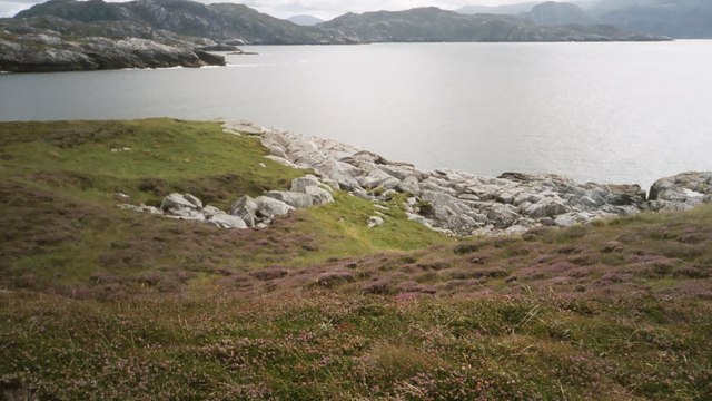 The Rocky South East Shore of the Island of Liongam with a view of the North Harris Hills
