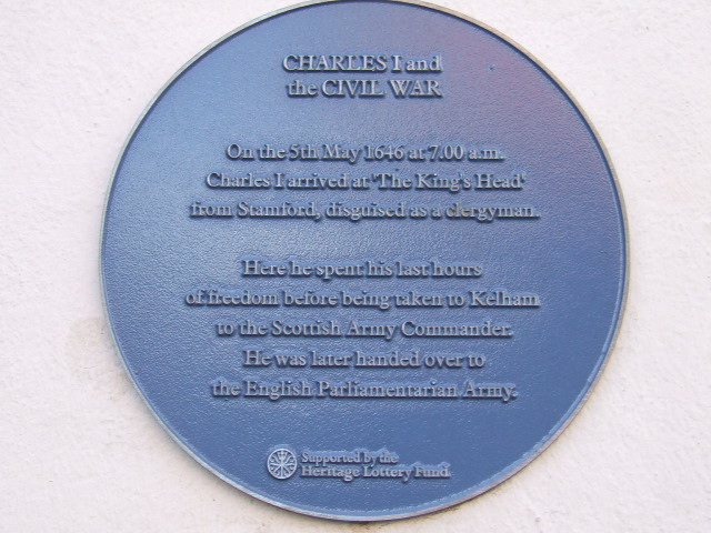 Plaque on the outside wall of the Saracens Head, Southwell