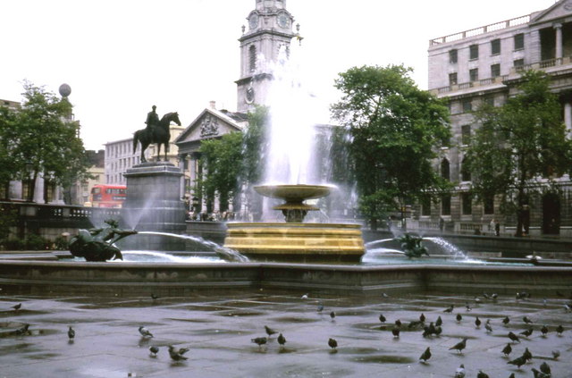 One of the Fountains in Trafalgar Square, London.