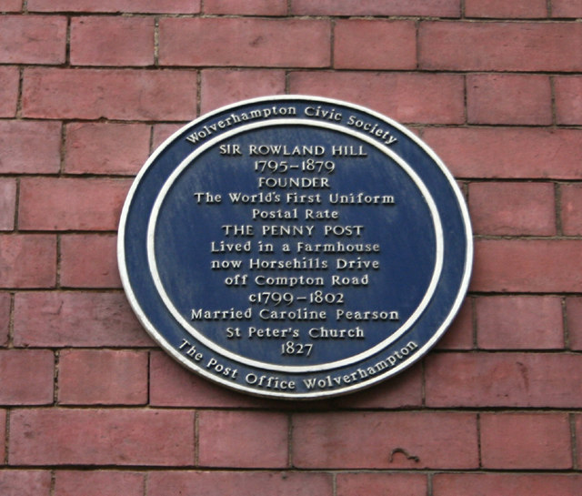 Sir Rowland Hill plaque, Old Central Post Office, Wolverhampton