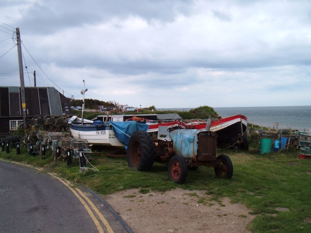 Fishing boats and tractor