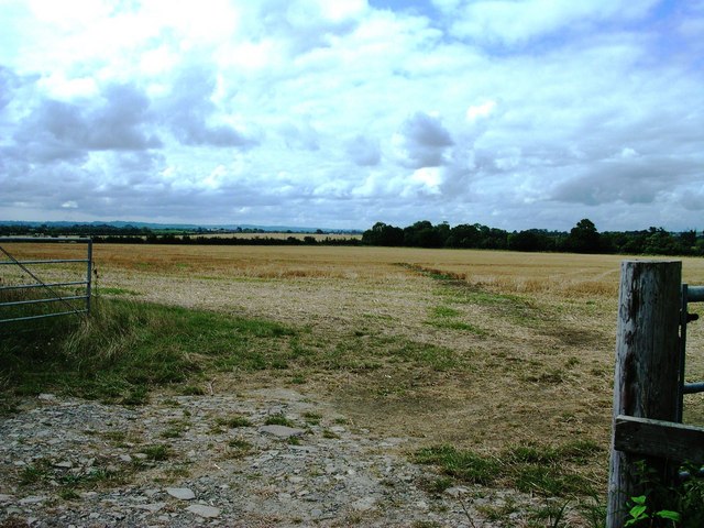 View across fields and down public footpath
