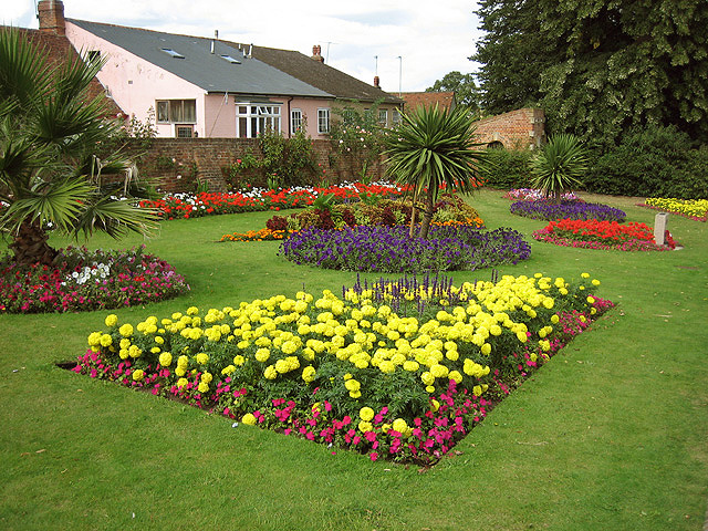 Brimming flower beds in Castle Park