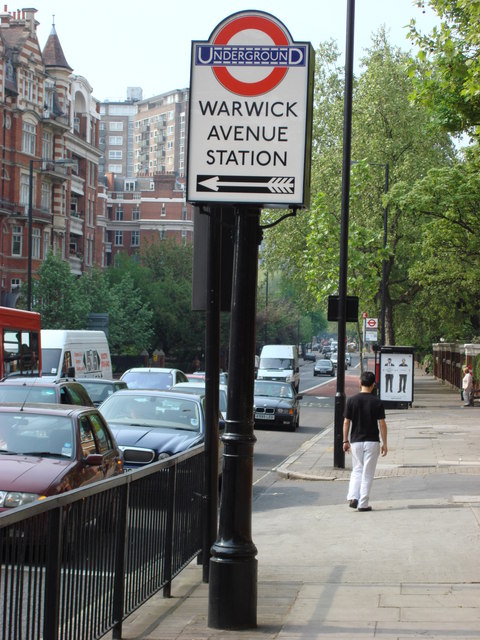 Illuminated Sign to Warwick Avenue Tube Station
