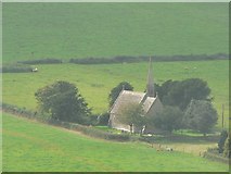 SY5198 : North Poorton: distant view of church by Chris Downer
