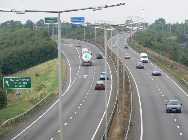 The A42 at junction 23a of the M1 © Mat Fascione :: Geograph Britain ...