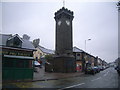 Penrhiwceiber clock tower and street