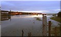 View towards Pen-clawdd during tidal flooding