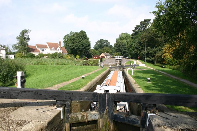 Top staircase lock looking towards Leicester
