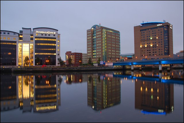 Evening reflections on the River Lagan, Belfast