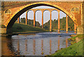 NT5734 : Bridges over the River Tweed at Leaderfoot by Walter Baxter