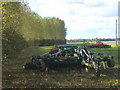 Poplars and agricultural machinery near Tannington Hall