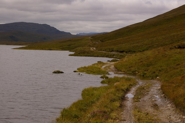 Flooded track beside Loch an Daimh