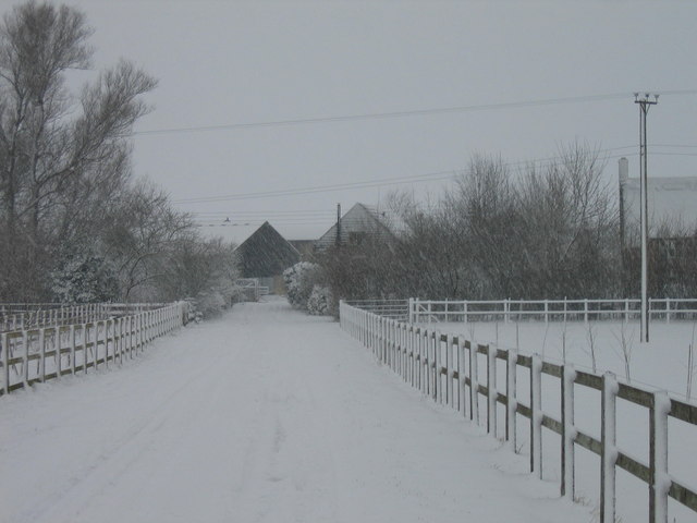 Snow covered entrance to Snowswick Farm, Winter 2007