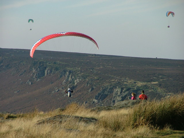 Paragliders at Stanage Edge