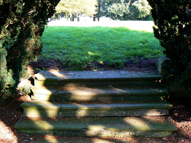 Steps from garden to the site of 'The Lawn', Swindon