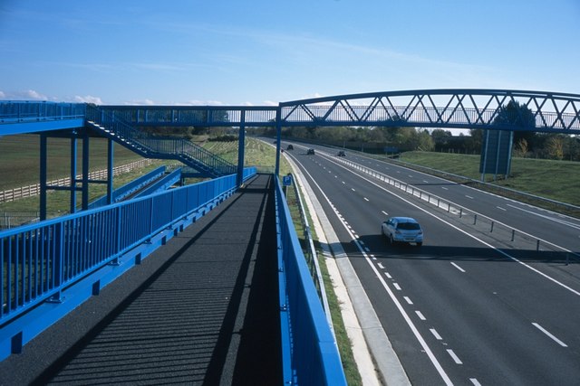 Footbridge across section of A428 completed summer 2007