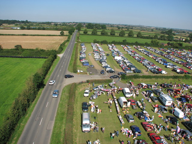 Croft car boot sale entrance from elevation of 25m