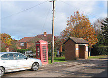 SO6729 : Bus shelter at Kempley Green with memorial by Pauline E