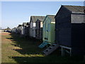 Beach huts on the approach to Whitstable