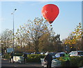 Stowmarket supermarket and town car park, plus hot air balloon