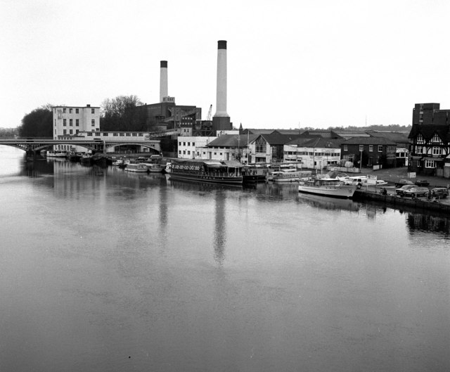 Turk's boatyard and Kingston Power Station, River Thames