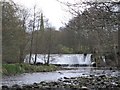 NY7856 : Weir on the River West Allen at Whitfield by Mike Quinn