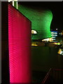 SP0786 : The Bull Ring and waterfall at night by Peter Jemmett