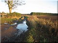 Muddy farm road after heavy rain