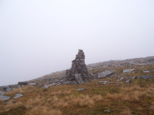The prominent cairn on the north ridge of Stob a'Ghrianain