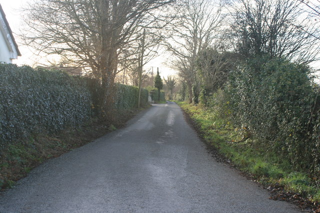 Looking south along a country road at Ballymadrough, near Lissenhall, Co. Dublin.