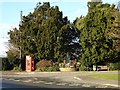 Phone box and war memorial, Forden