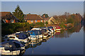 Boats on the River Wey Navigation at Parvis Bridge