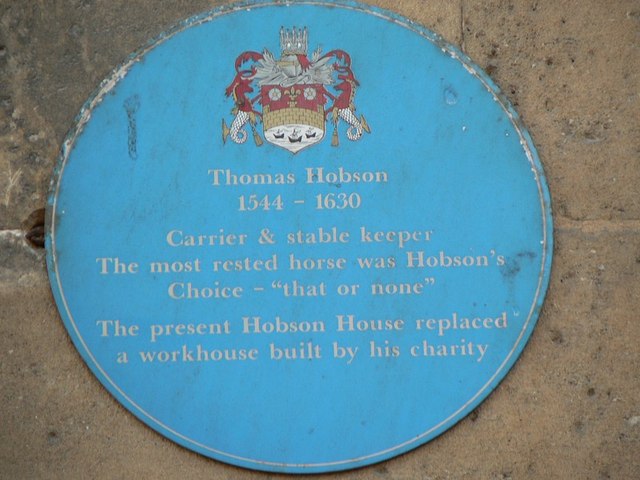 Blue Plaque, Hobson House, St Andrew's Street