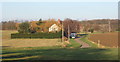 View from footpath of lane towards Burstall Hall